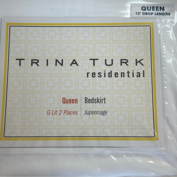NWT TRINA TURK Queen White Pleated Bedskirt 15” Drop Length 100% Cotton - Picture 5 of 9